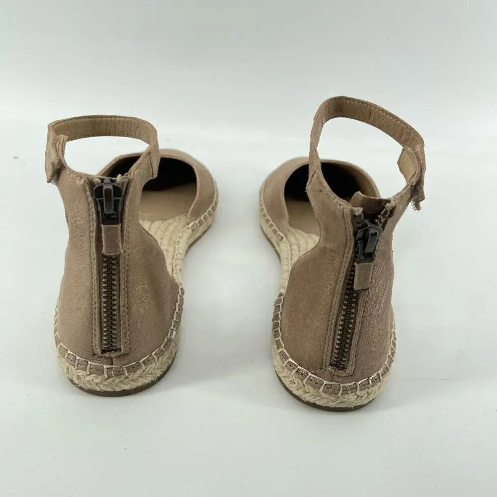 Eileen Fisher Gold Lala Espadrille Flat Ankle Strap Shoes Women’s Size 9.5